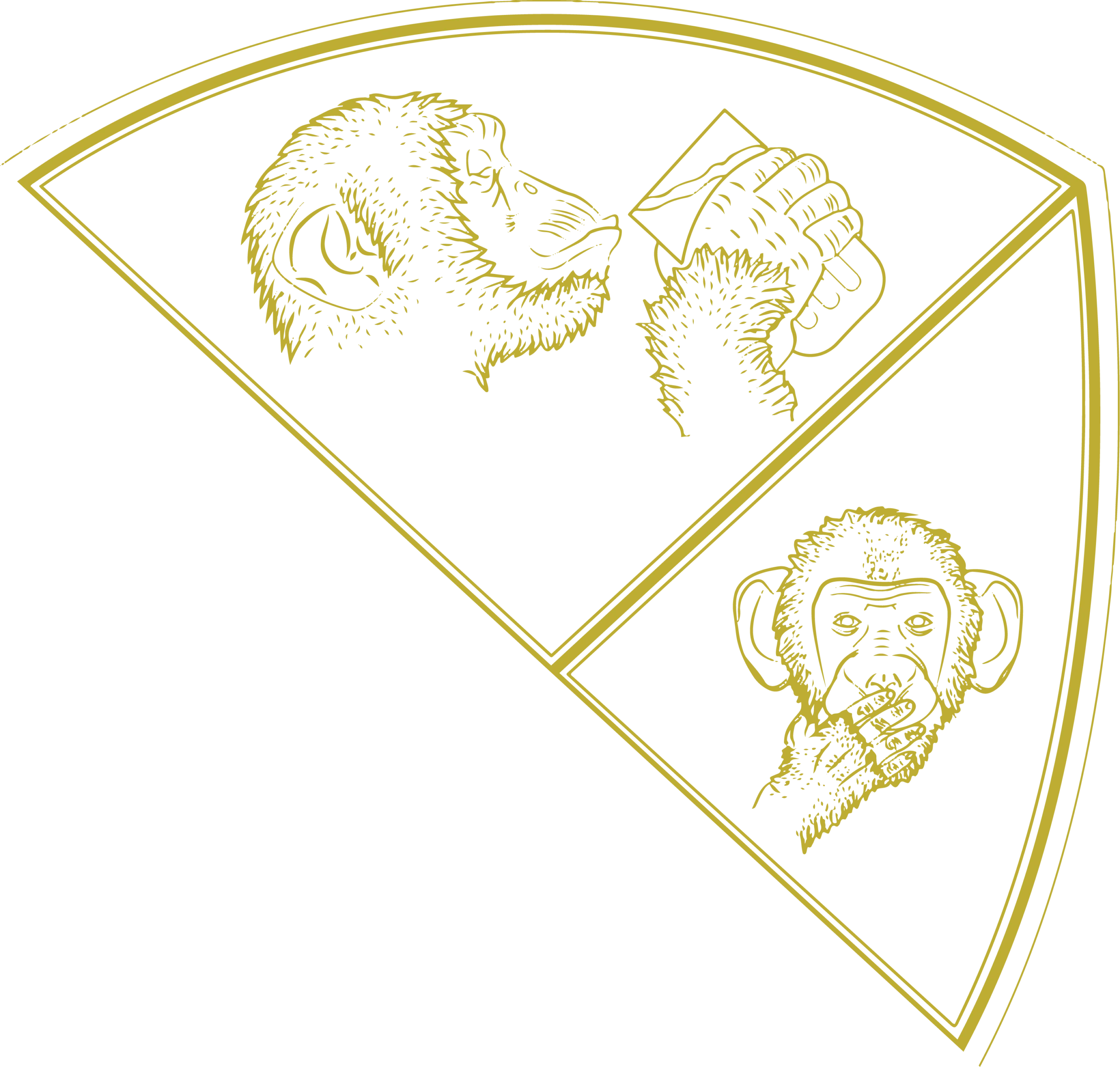 the four monkeys demi bouclier haut droite